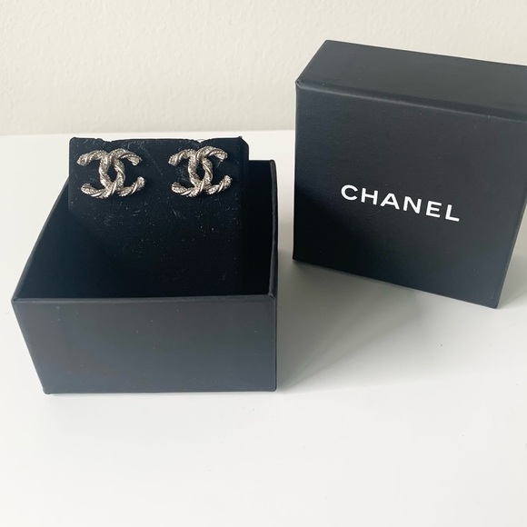 CHANEL Jewelry - ❌ SOLD ON IG: Chanel CC Crystal and Pewter Studs
